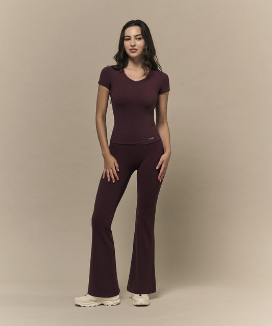 NOOR Short Sleeve Top - Burgundy