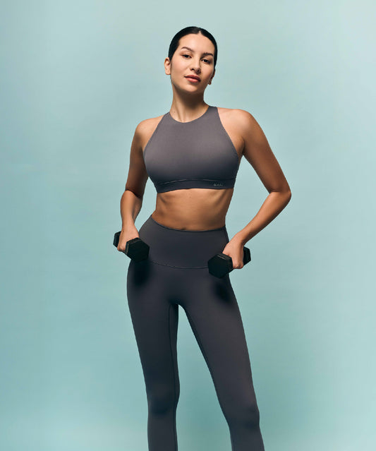 NOOR High Neck Sports Bra - Dark Grey
