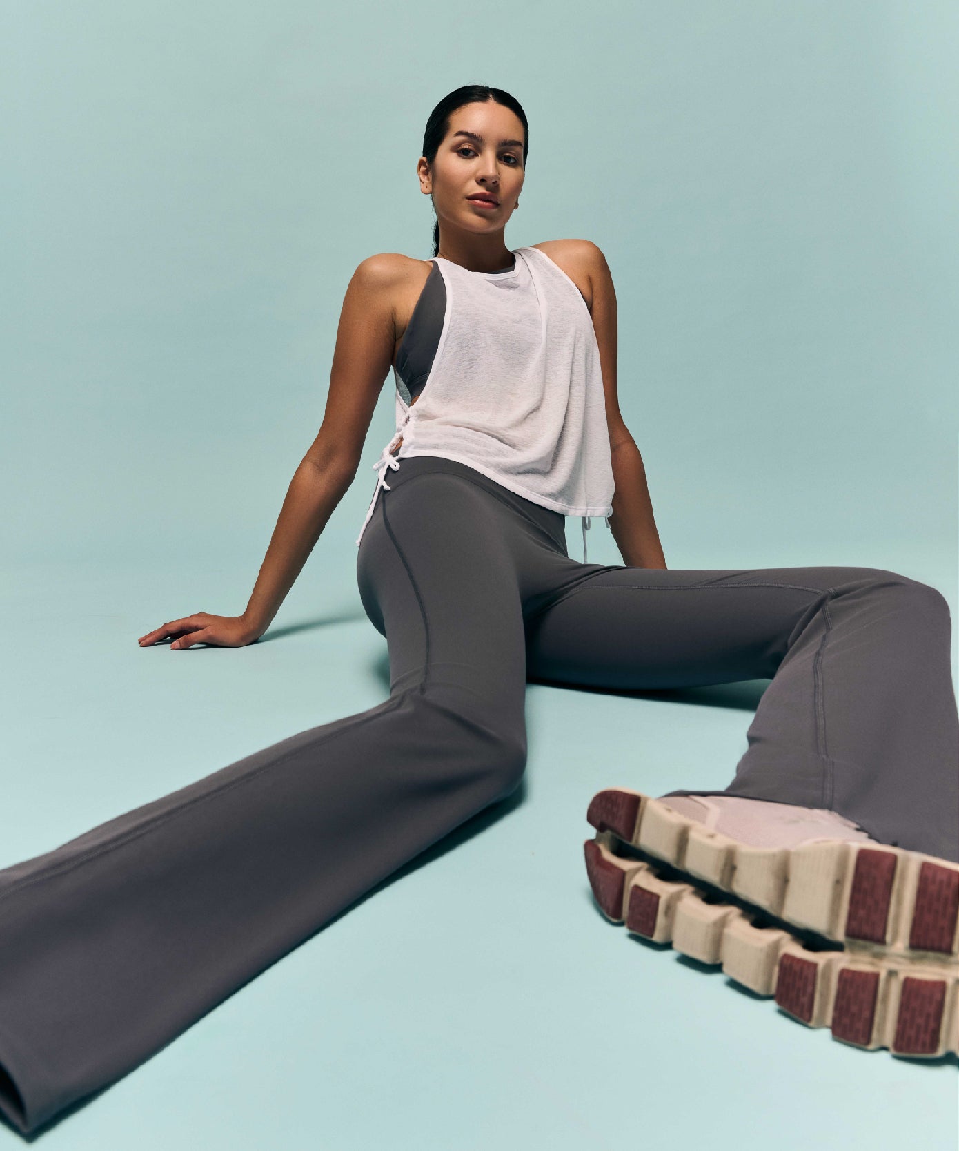 Noor Sleeveless Mesh Top- White