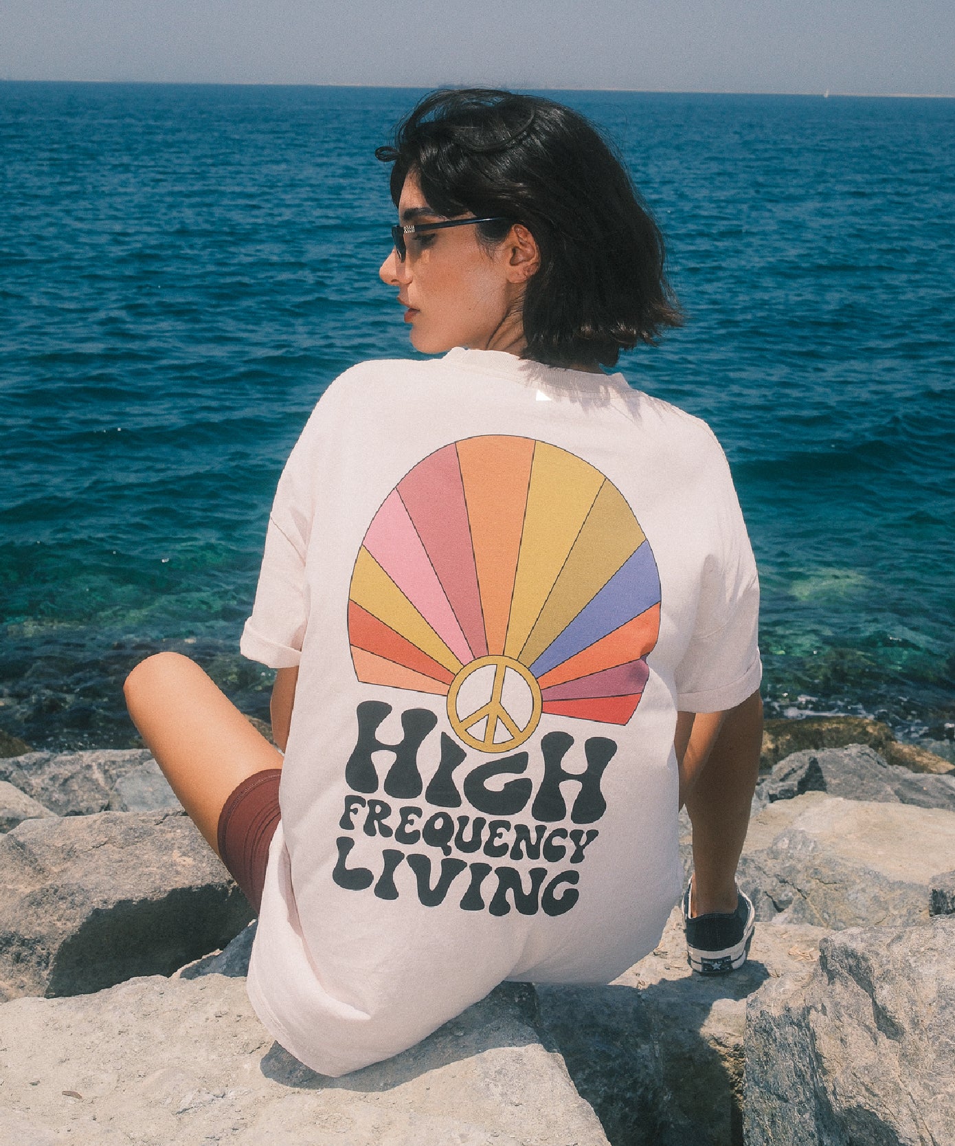 High Frequency Living Oversized T-shirt - Cream