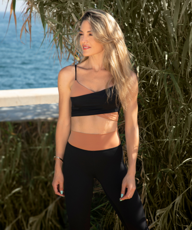 Terra Sports Bra - Black & Mocha