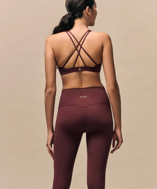 NOOR High Neck Sports Bra  - Burgundy