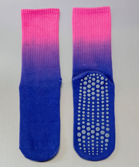 Tie-Dye Pilates Socks - Fuchsia / Indigo