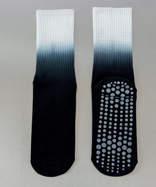 Tie-Dye Pilates Socks - Black / White