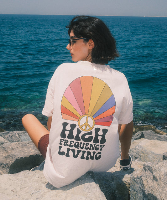 High Frequency Living Oversized T-shirt - Cream